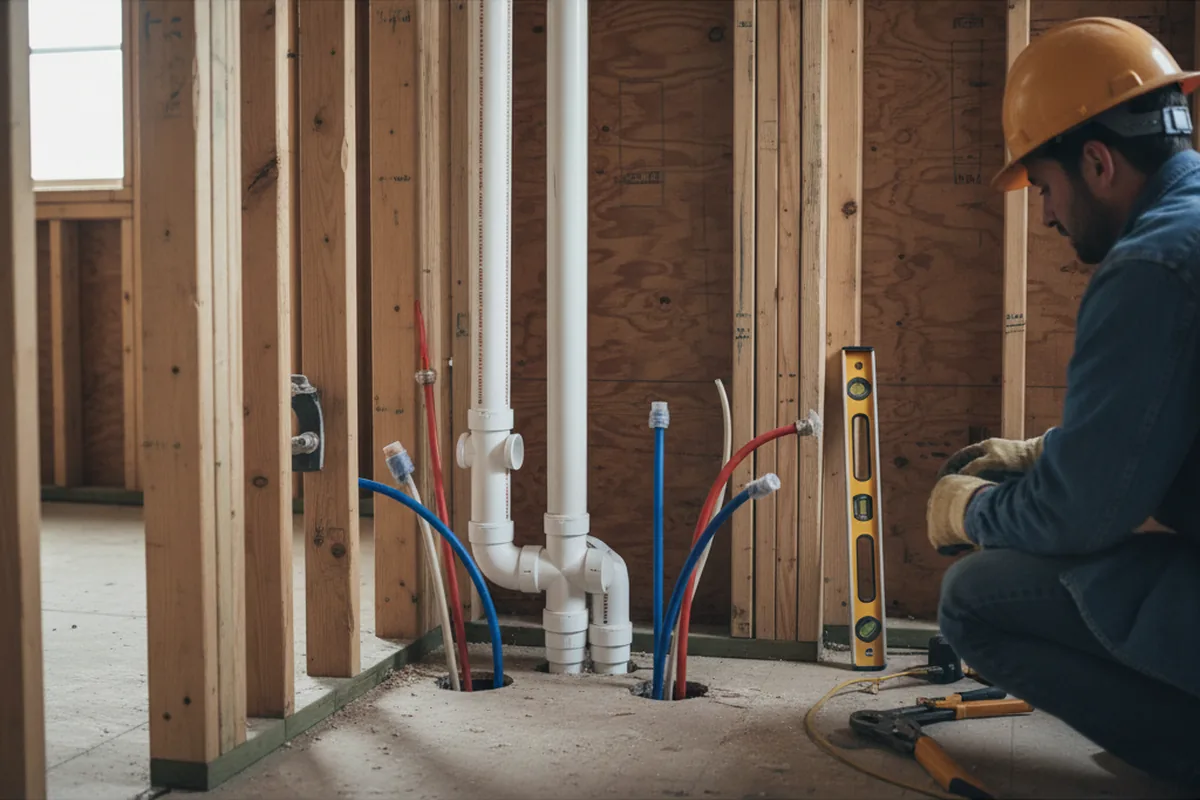 Drain and supply rough-in during Drain Cleaning in Liberty